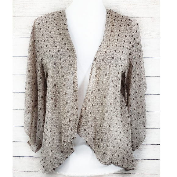 Black Poppy Semi Sheer Printed Brown Kimono - Picture 1 of 5